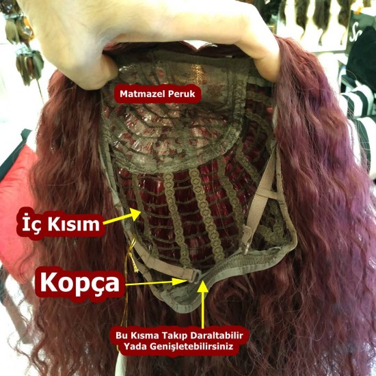İstanbul Peruk Ve Ankara Peruk Kaliteli Fiber Sentetik Orta Model Kızıl Peruk